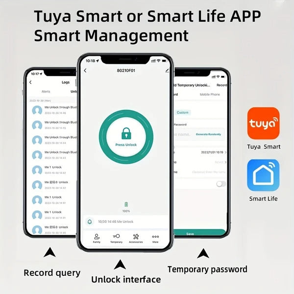 Tuya Smart Fingerprint Door Lock – Biometric Door Handle with App Control & Key Access