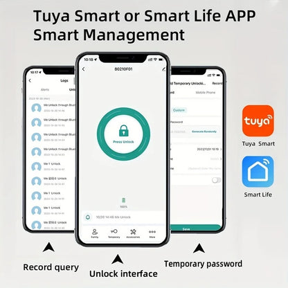 Tuya Smart Fingerprint Door Lock – Biometric Door Handle with App Control & Key Access