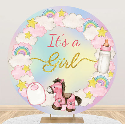 Round Fabric Backdrop – Baby Shower & Party Photo Background for Banquets & Events