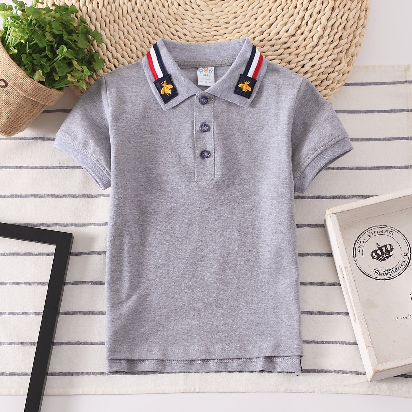 Boys' Bee Cotton Collar Shirt – Stylish Casual Shirt with Playful Detail