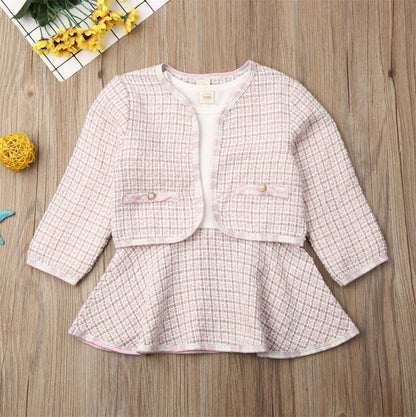 Plaided Two-piece Baby Girl Suit