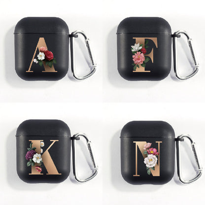 Matte Black Alphabet Series-Earbud Case