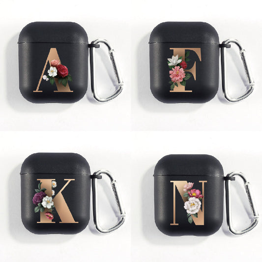 Matte Black Alphabet Series-Earbud Case