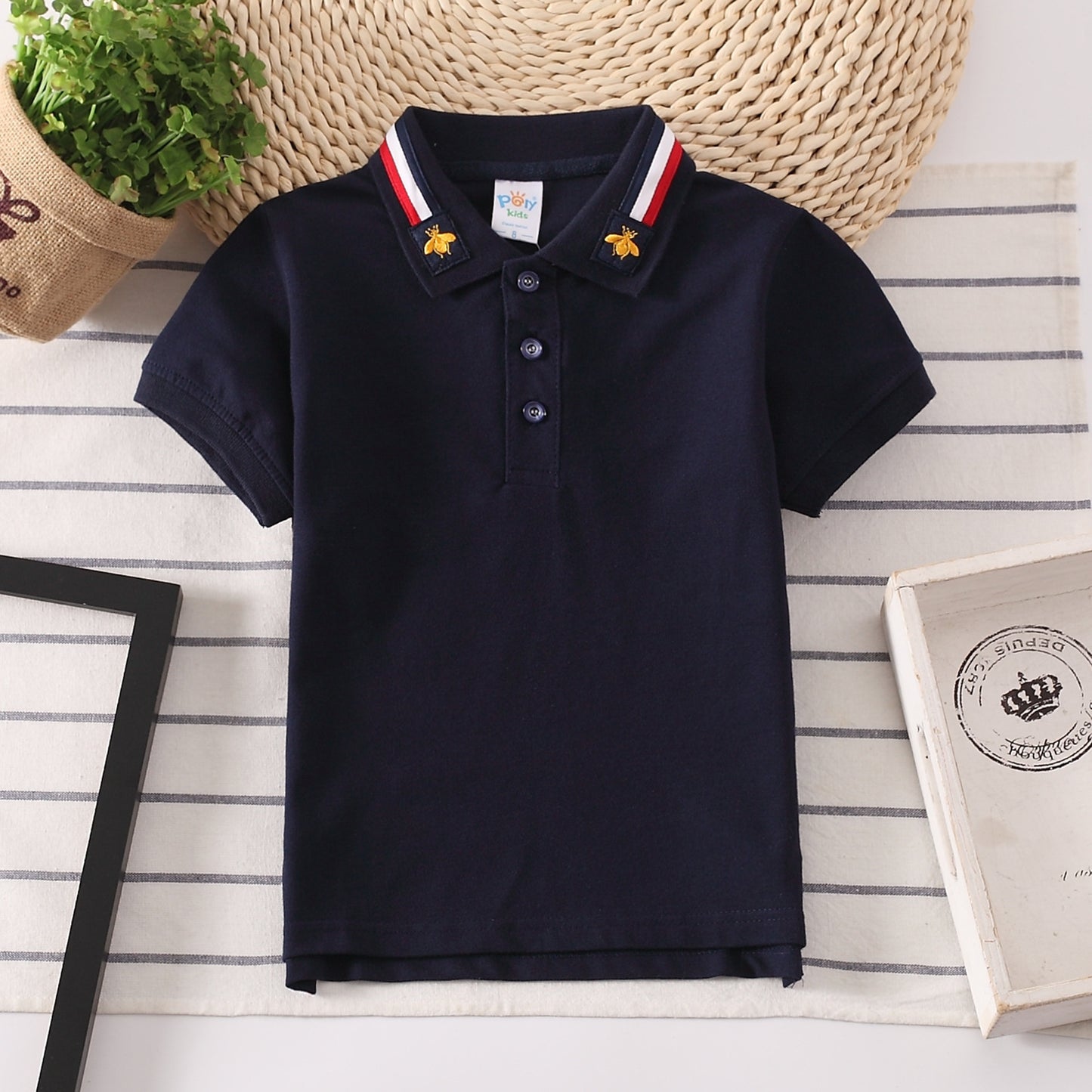 Boys' Bee Cotton Collar Shirt – Stylish Casual Shirt with Playful Detail