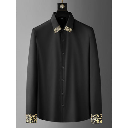 Spring Light Luxury Oversized Shirt – European High-End Embroidered Design