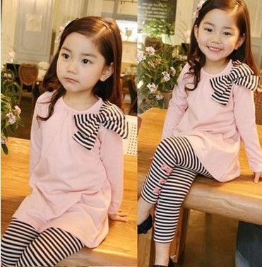 Striped/Bow 2-Piece Girl Set