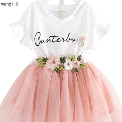 Girls’ Summer Clothing Sets – 2-Piece T-Shirt & Hole Pants Outfit