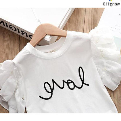 Girls’ Summer Clothing Sets – 2-Piece T-Shirt & Hole Pants Outfit