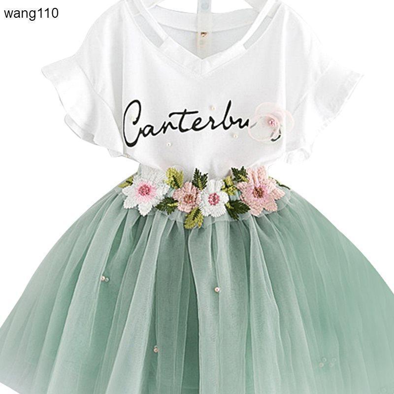 Girls’ Summer Clothing Sets – 2-Piece T-Shirt & Hole Pants Outfit
