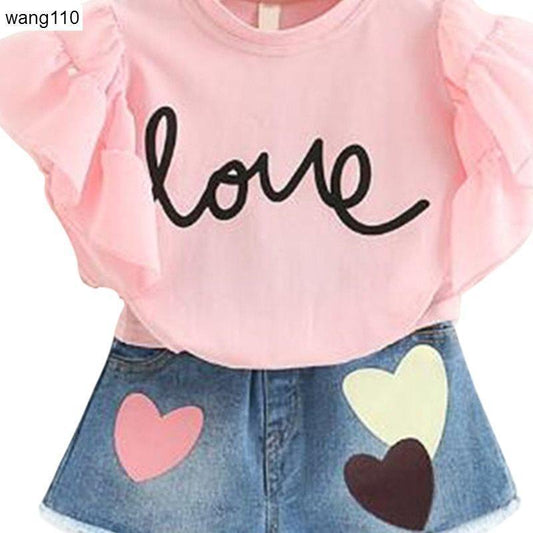 Girls’ Summer Clothing Sets – 2-Piece T-Shirt & Hole Pants Outfit