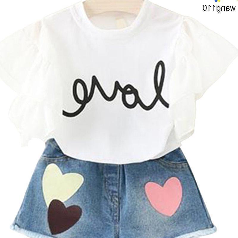 Girls’ Summer Clothing Sets – 2-Piece T-Shirt & Hole Pants Outfit
