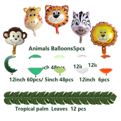 Jungle Theme Party Balloon Set – Safari Animal Balloon Decorations for Kids' Birthday & Baby Shower