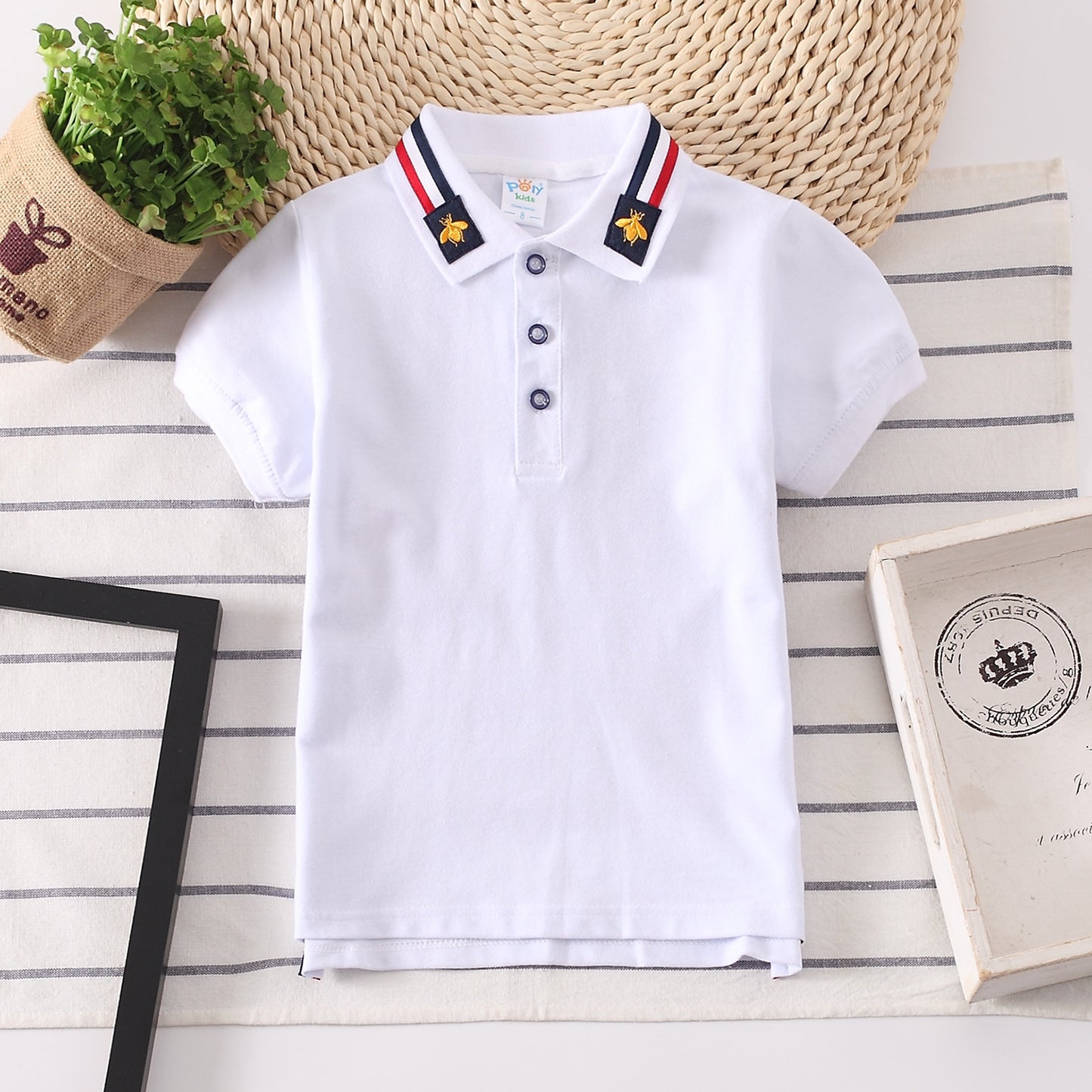 Boys' Bee Cotton Collar Shirt – Stylish Casual Shirt with Playful Detail
