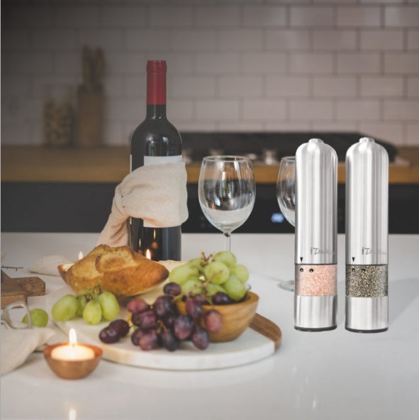 Stainless Steel Electric Grinder – Automatic Kitchen Tool for Spices, Salt & Pepper