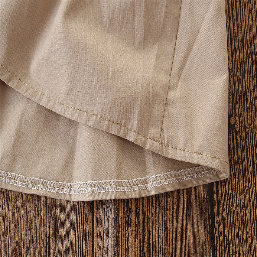 Korean-Style Summer Clothing – Beige Shirt & Dress for Girls