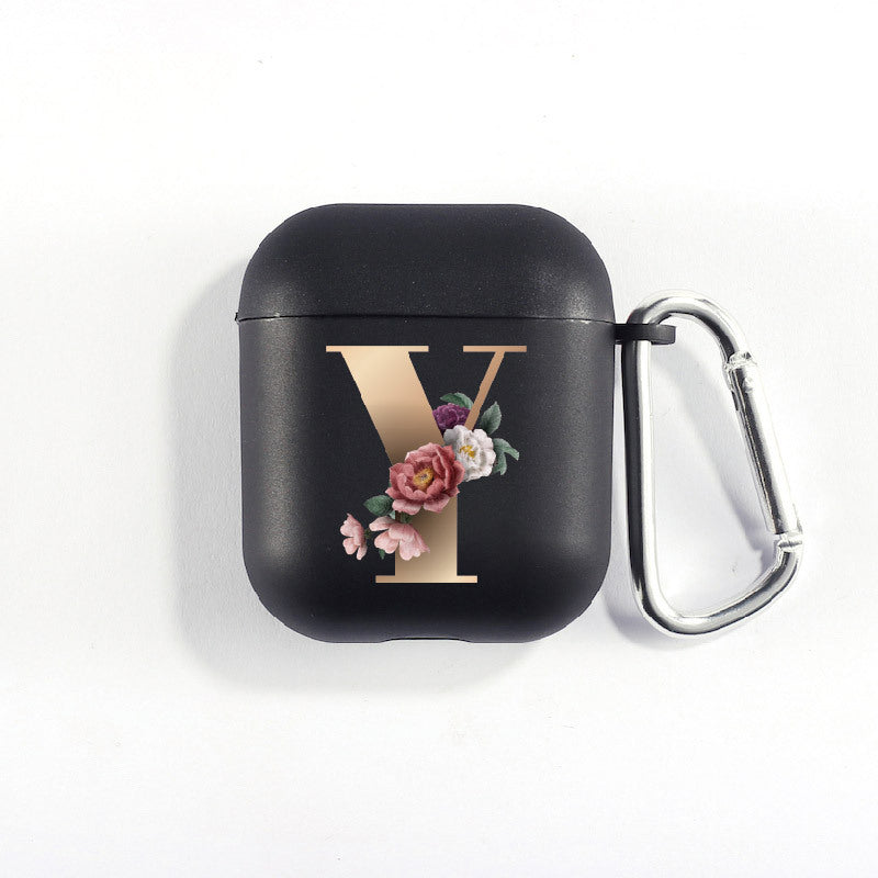 Matte Black Alphabet Series-Earbud Case