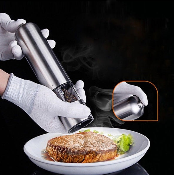 Stainless Steel Electric Grinder – Automatic Kitchen Tool for Spices, Salt & Pepper
