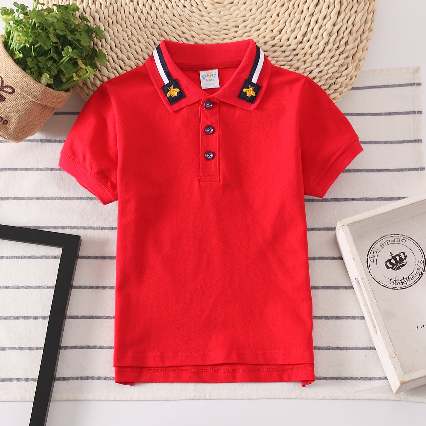 Boys' Bee Cotton Collar Shirt – Stylish Casual Shirt with Playful Detail