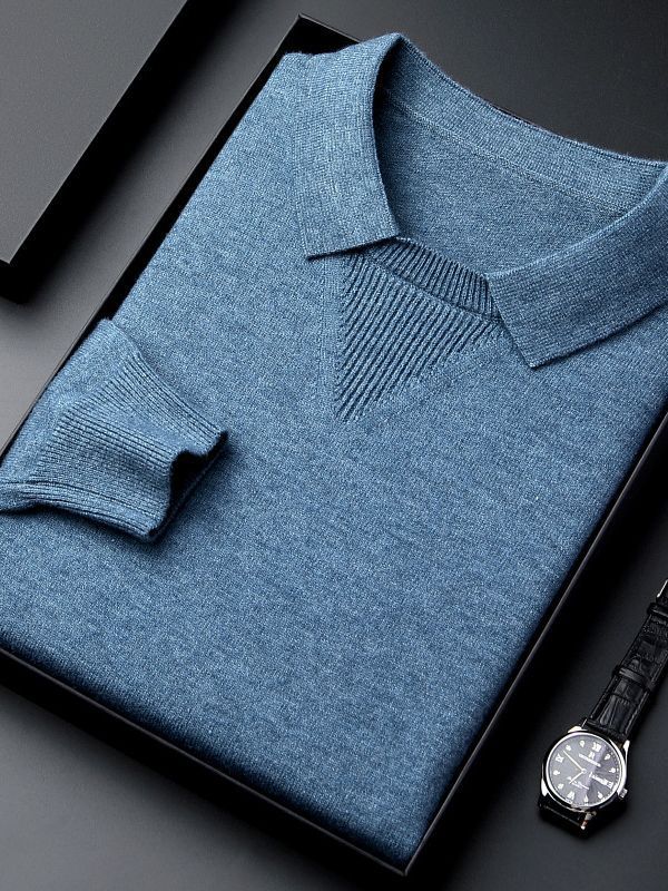 Men’s Knitwear Lapel Pullover – Fashionable & Casual Bottoming Shirt