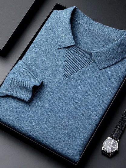 Men’s Knitwear Lapel Pullover – Fashionable & Casual Bottoming Shirt