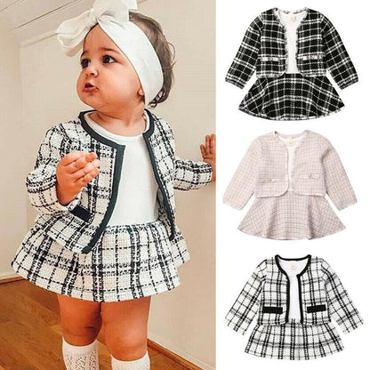 Plaided Two-piece Baby Girl Suit