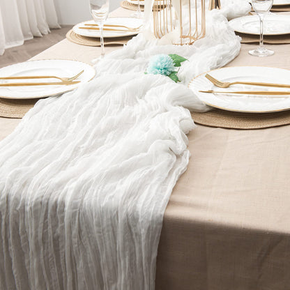 Chambray Table Runner – Rustic Fabric Table Decor for Birthday Parties, Baby Showers & Special Occasions