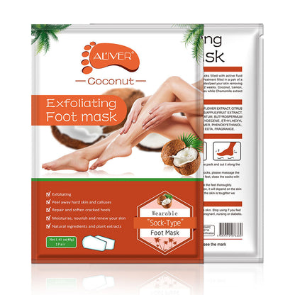 Exfoliating Foot Mask – Milk, Coconut & Ginseng Peel-Off Socks for Smooth, Soft Feet