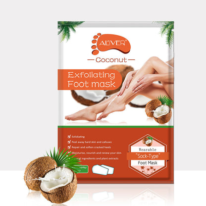 Exfoliating Foot Mask – Milk, Coconut & Ginseng Peel-Off Socks for Smooth, Soft Feet
