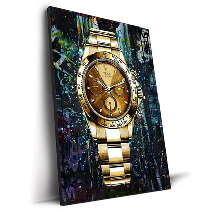 Luxury Canvas Wall Art – World Famous Watch Graffiti Prints (Frameless Design)