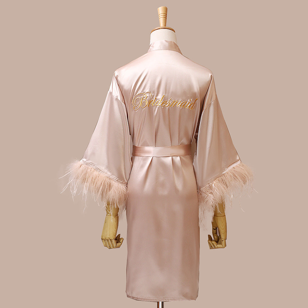 Feather Dressing Gown – Elegant Wedding Party Robe for Bride & Bridesmaids