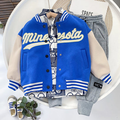 Children’s Korean Baseball Uniform Jacket – Stylish All-Match Boys’ Outerwear