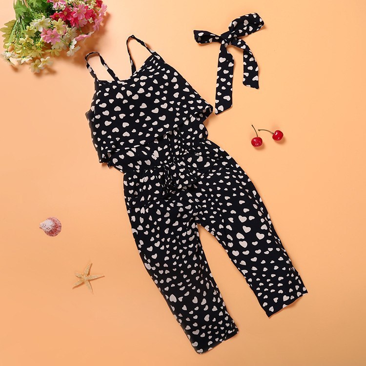 Fashion Girls Sleeveless Polka Dot Jumpsuit