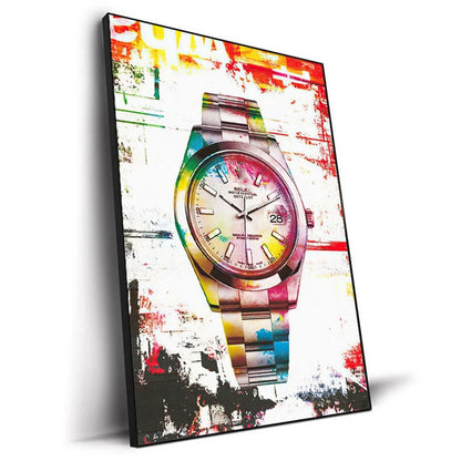 Luxury Canvas Wall Art – World Famous Watch Graffiti Prints (Frameless Design)
