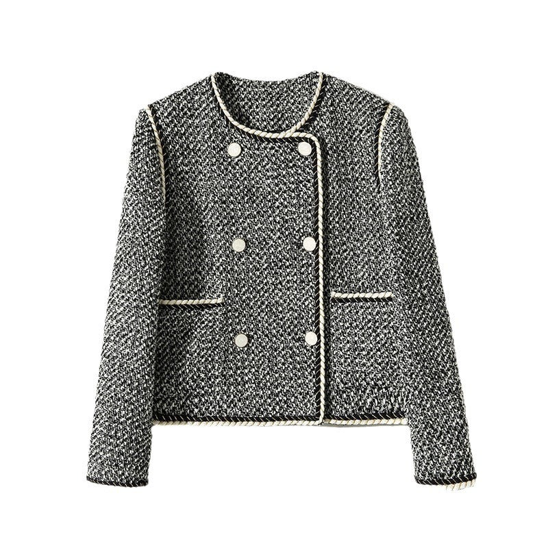 Double-Breasted Autumn Coat for Women – Elegant Western-Style Outerwear