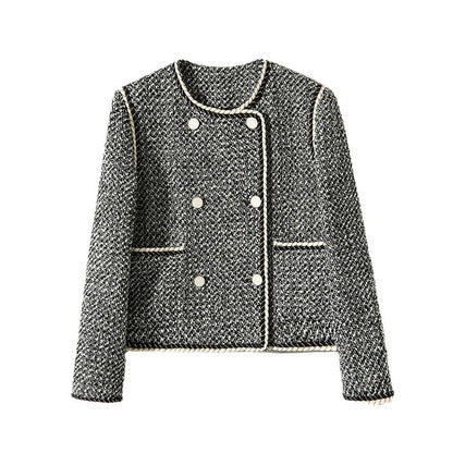 Double-Breasted Autumn Coat for Women – Elegant Western-Style Outerwear