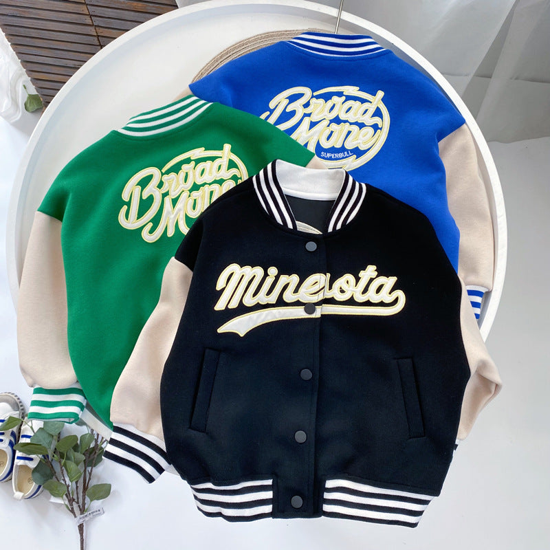 Children’s Korean Baseball Uniform Jacket – Stylish All-Match Boys’ Outerwear