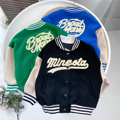 Children’s Korean Baseball Uniform Jacket – Stylish All-Match Boys’ Outerwear