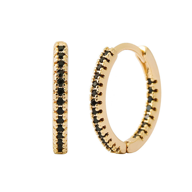 Round Studded Mini Hoop Earrings