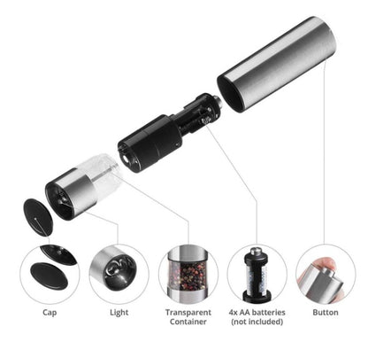 Stainless Steel Electric Grinder – Automatic Kitchen Tool for Spices, Salt & Pepper