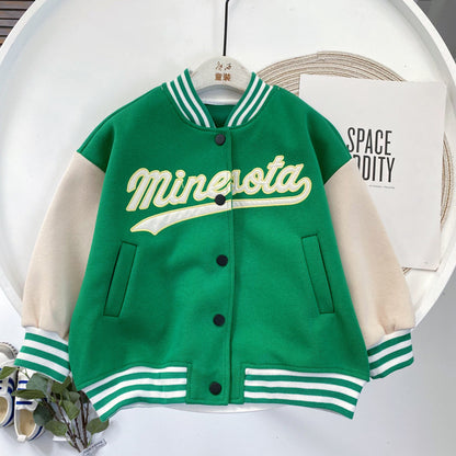 Children’s Korean Baseball Uniform Jacket – Stylish All-Match Boys’ Outerwear