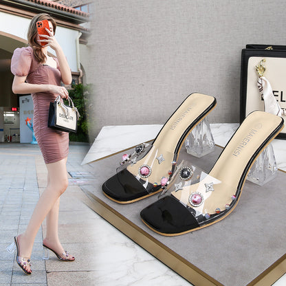 Fashion Rivet High Heel Sandals – Open Toe Statement Heels