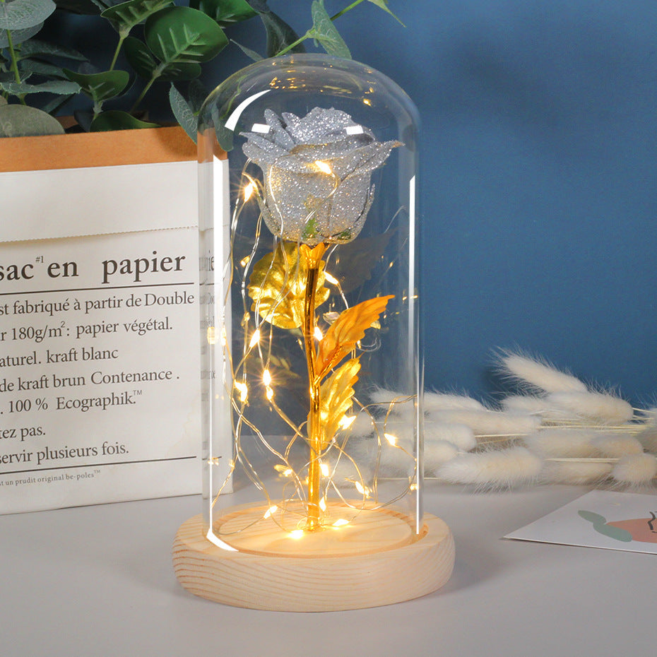 Romantic LED Rose Gifts – Glass Dome Flower Light for Her