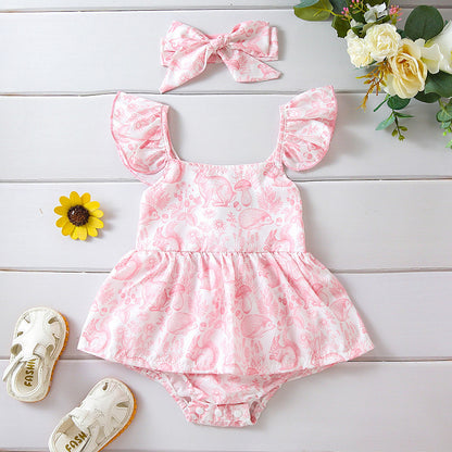 Girls’ Easter Bunny Dress – Cute Rabbit Print Spring Dress for Toddlers & Kids