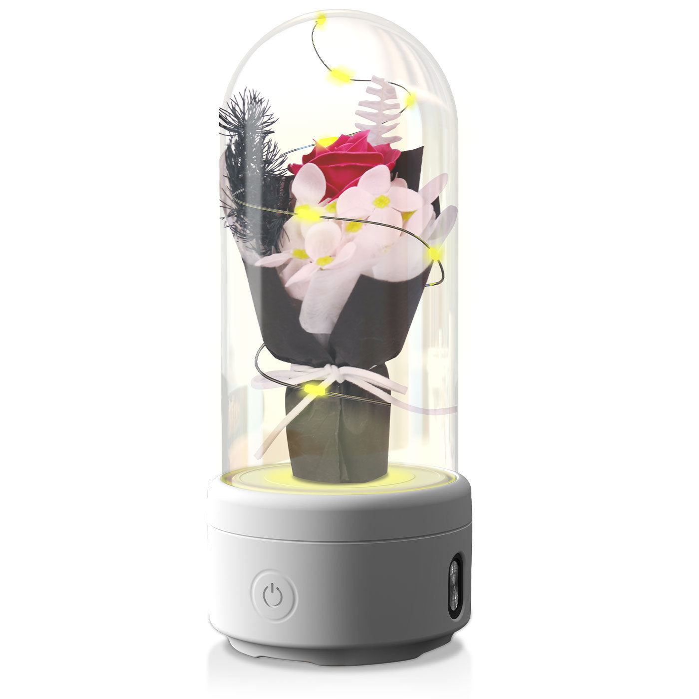 Mother’s Day Gifts – LED Rose Bouquet with Bluetooth Speaker in Glass Dome
