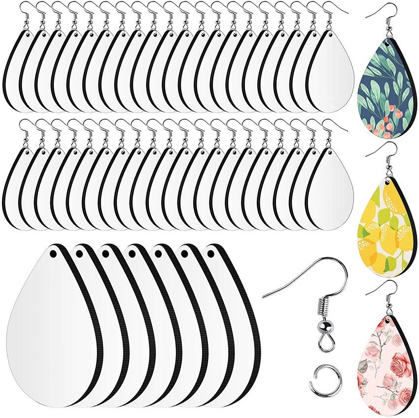 50pcs Set of Water Drop Earring Blanks – Heat Transfer Sublimation Wood Pendants for DIY Crafts