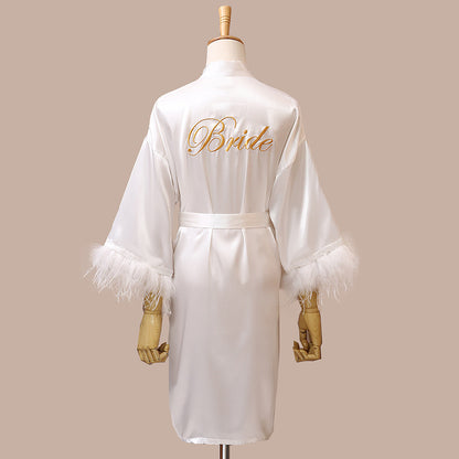 Feather Dressing Gown – Elegant Wedding Party Robe for Bride & Bridesmaids