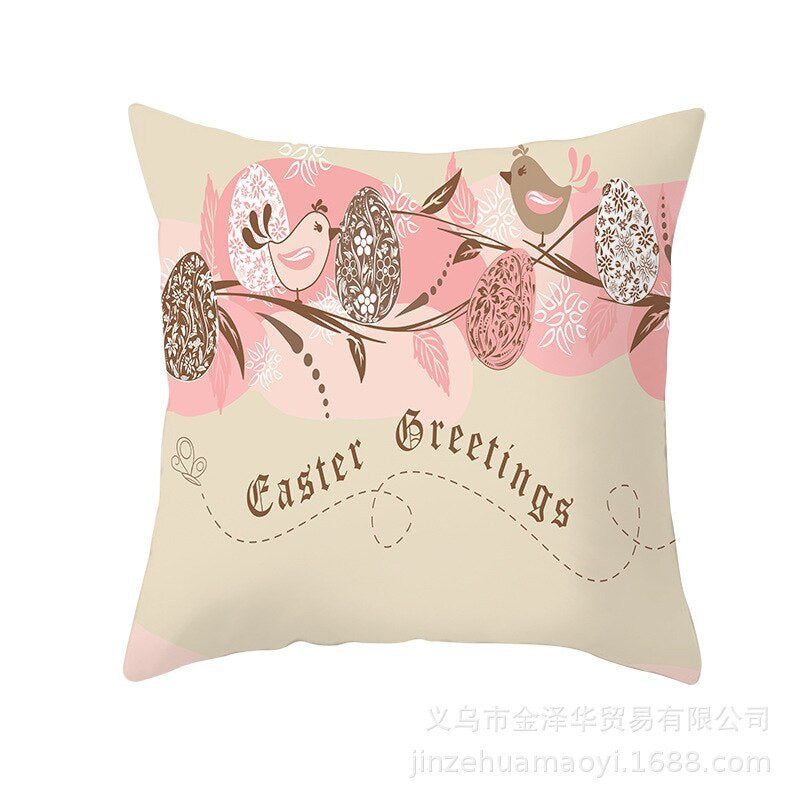 Easter Pillowcase – Soft Short Plush Cushion Cover for Spring & Holiday Home Decor