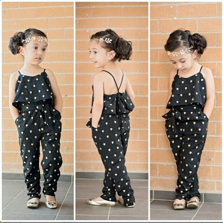 Fashion Girls Sleeveless Polka Dot Jumpsuit