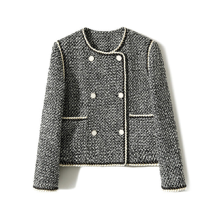 Double-Breasted Autumn Coat for Women – Elegant Western-Style Outerwear