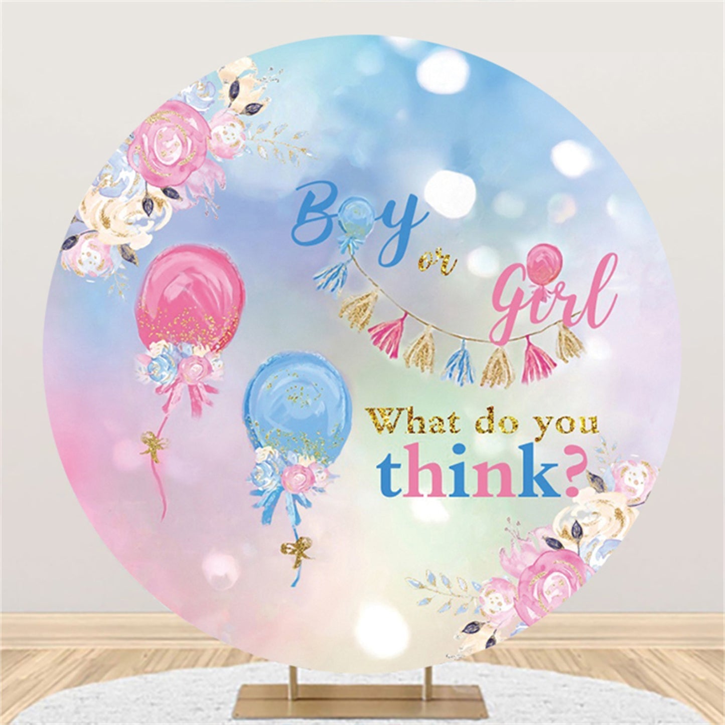 Round Fabric Backdrop – Baby Shower & Party Photo Background for Banquets & Events